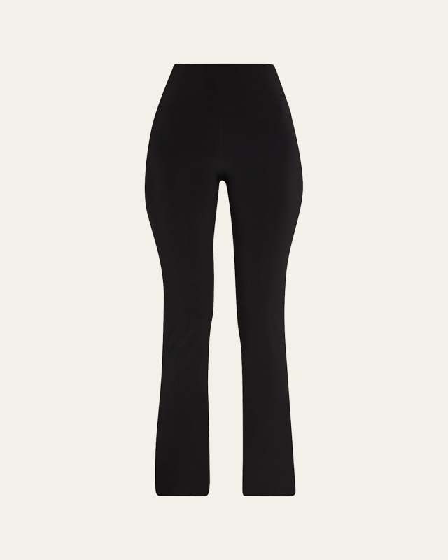 Boot-Cut High-Waist Pants, Black
